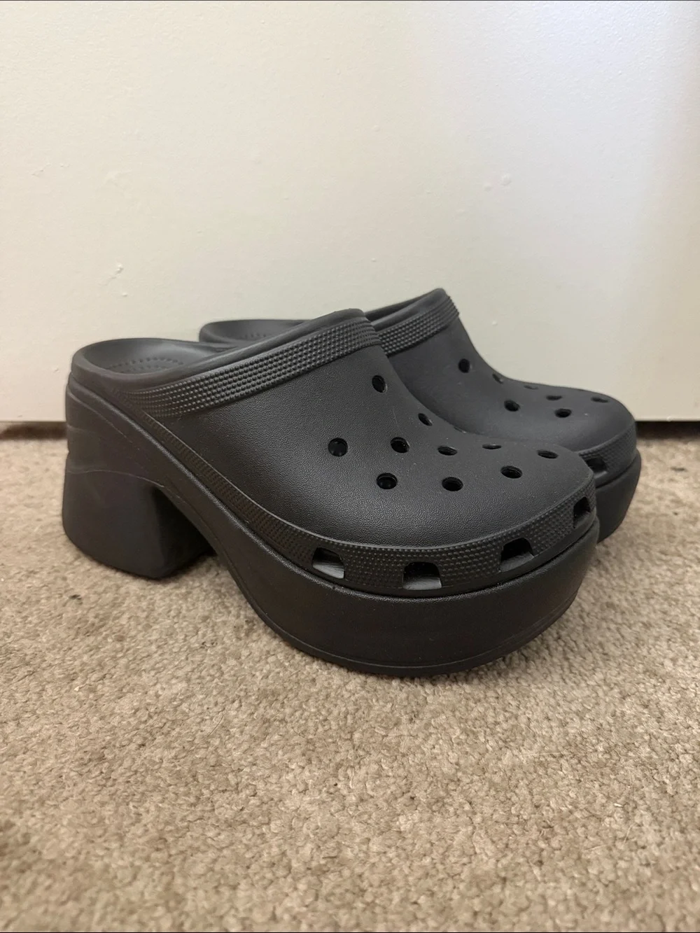 CROCS Black Platform Clog Heels
